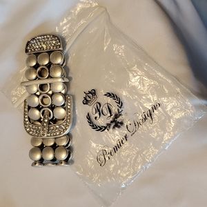 Premier Deisgns silver crystal paved buckle bracelet